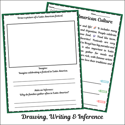 Latin American Culture | Short Reading Comprehension Creative Worksheet