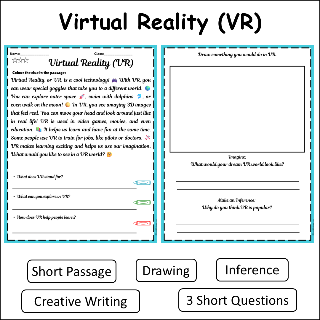 Virtual Reality (VR) | Short Reading Comprehension Creative Worksheet