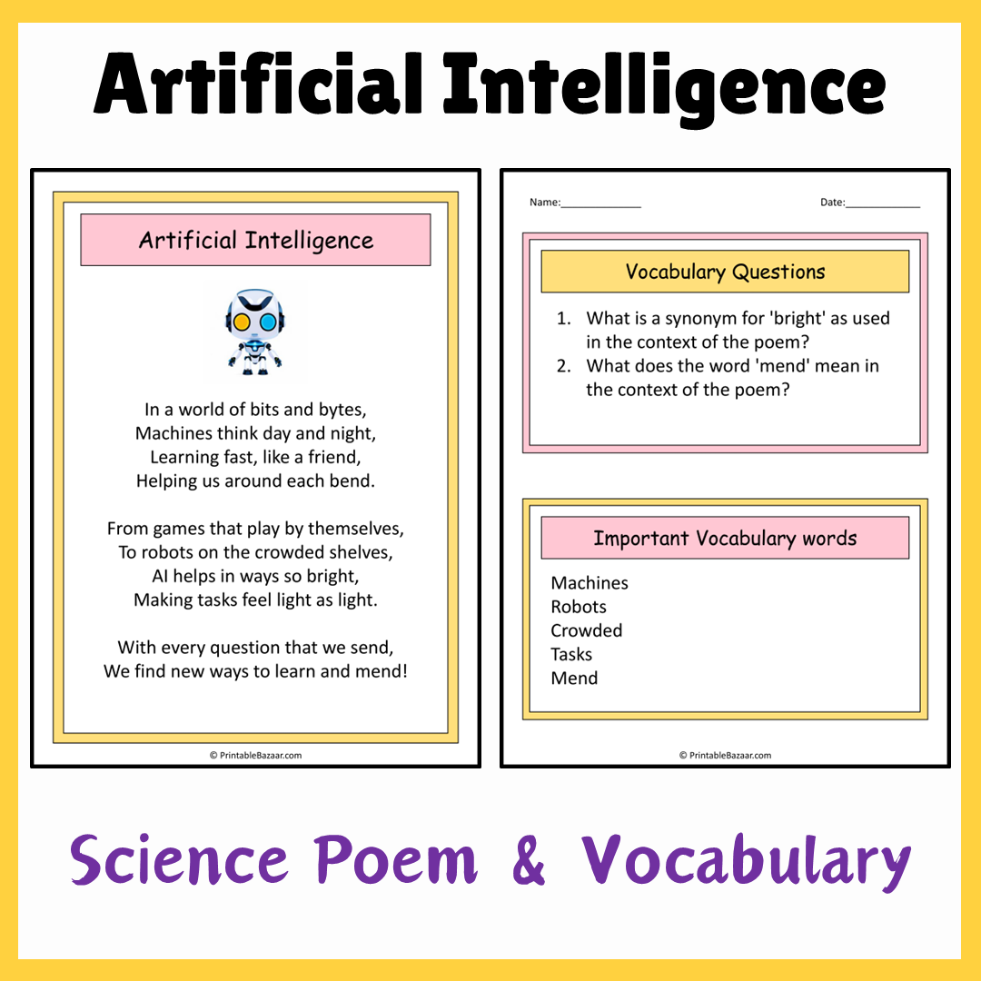 Artificial Intelligence | Science Poem Reading Comprehension Activity