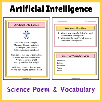 Artificial Intelligence | Science Poem Reading Comprehension Activity