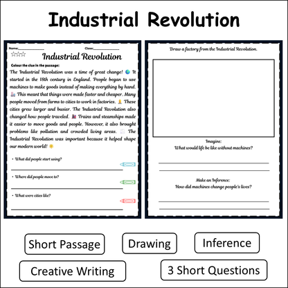 Industrial Revolution | Short Reading Comprehension Creative Worksheet