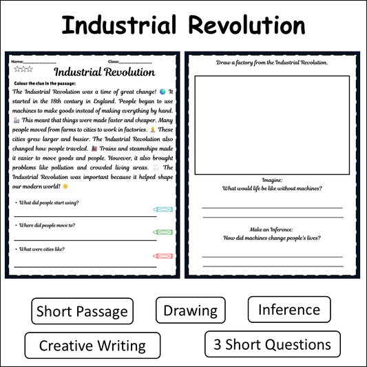 Industrial Revolution | Short Reading Comprehension Creative Worksheet