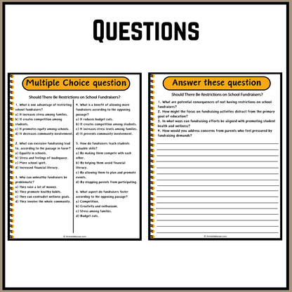 Should There Be Restrictions on School Fundraisers? | Debate Case Study Worksheet