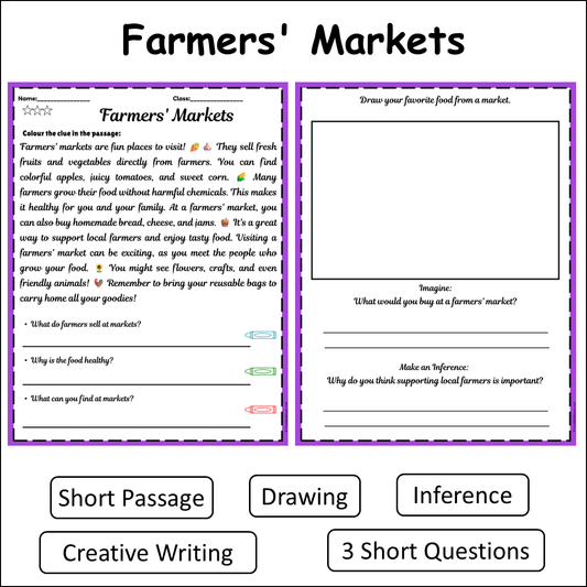 Farmers' Markets | Short Reading Comprehension Creative Worksheet