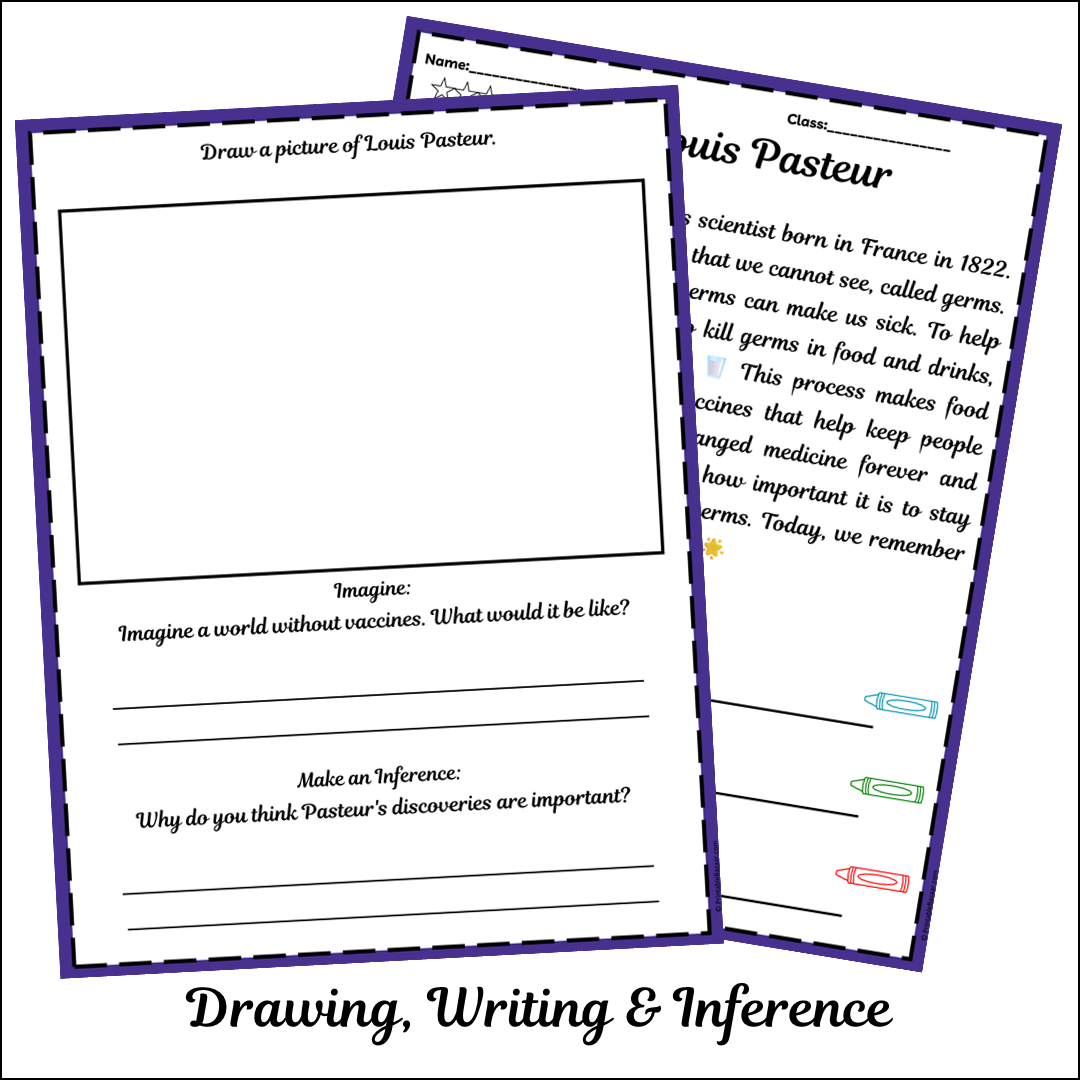 Louis Pasteur | Short Reading Comprehension Creative Worksheet