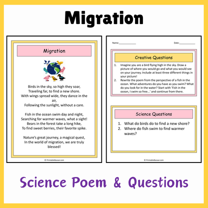 Migration | Science Poem Reading Comprehension Activity