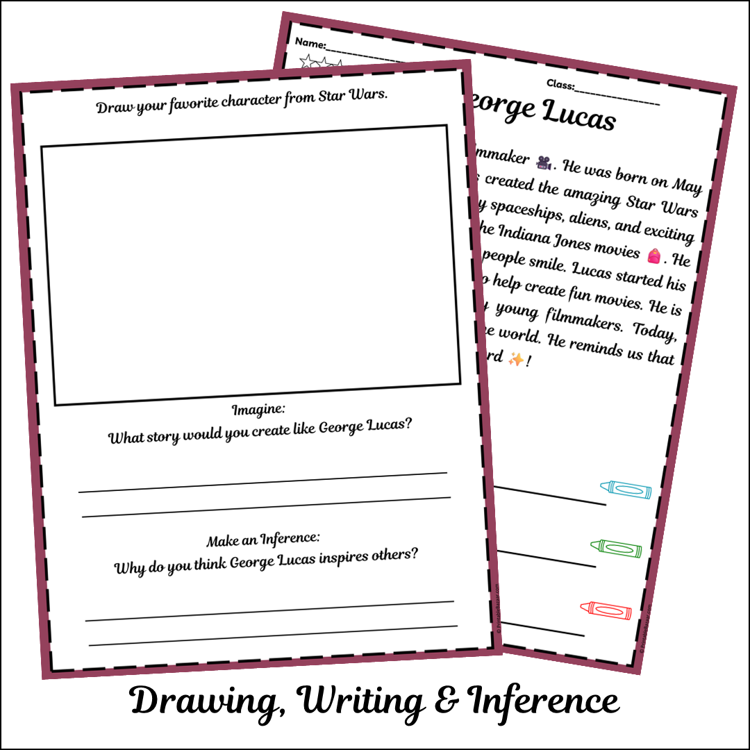George Lucas | Short Reading Comprehension Creative Worksheet