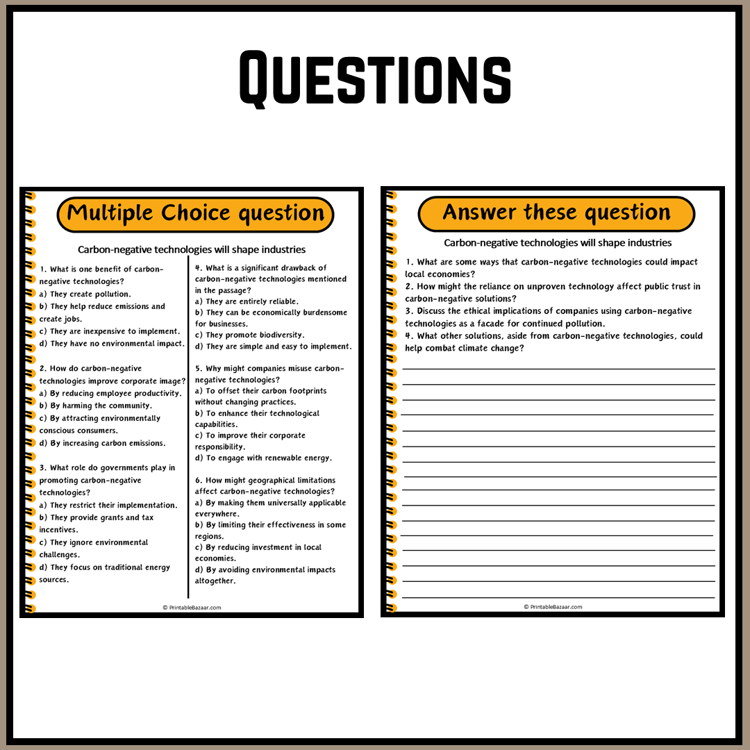 Carbon-negative technologies will shape industries | Debate Case Study Worksheet