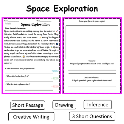 Space Exploration | Short Reading Comprehension Creative Worksheet