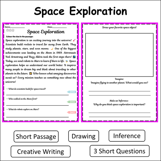 Space Exploration | Short Reading Comprehension Creative Worksheet
