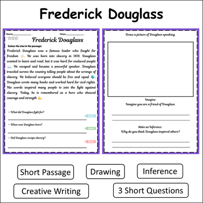 Frederick Douglass | Short Reading Comprehension Creative Worksheet