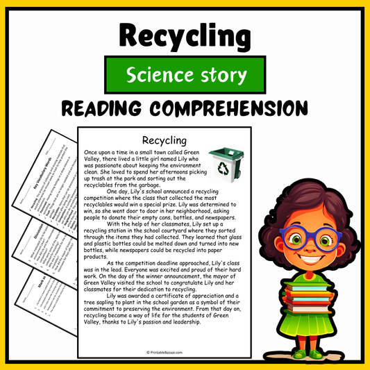 Recycling | Science Story Reading Comprehension Activity