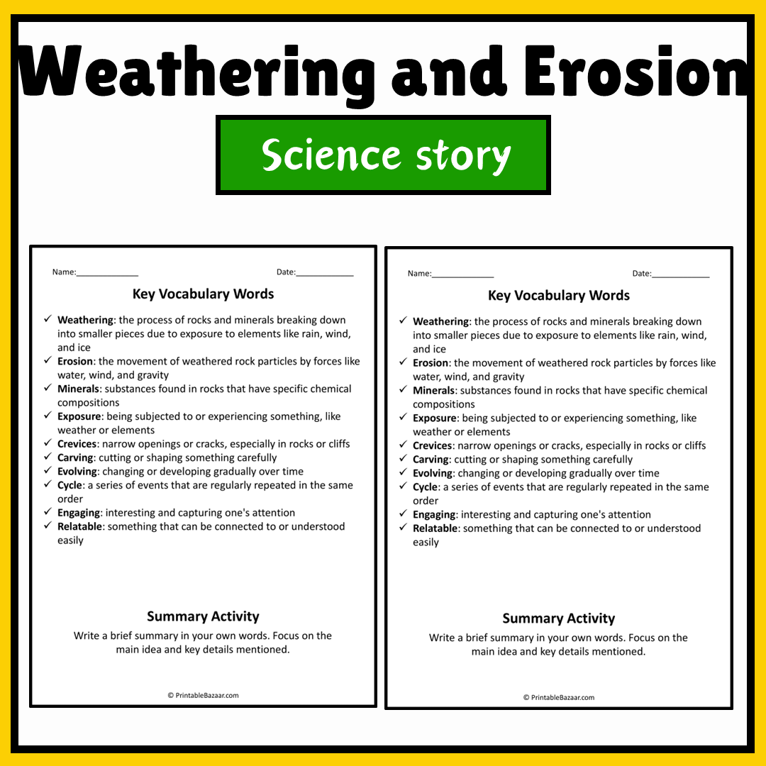 Weathering and Erosion | Science Story Reading Comprehension Activity