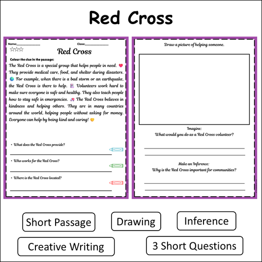Red Cross | Short Reading Comprehension Creative Worksheet