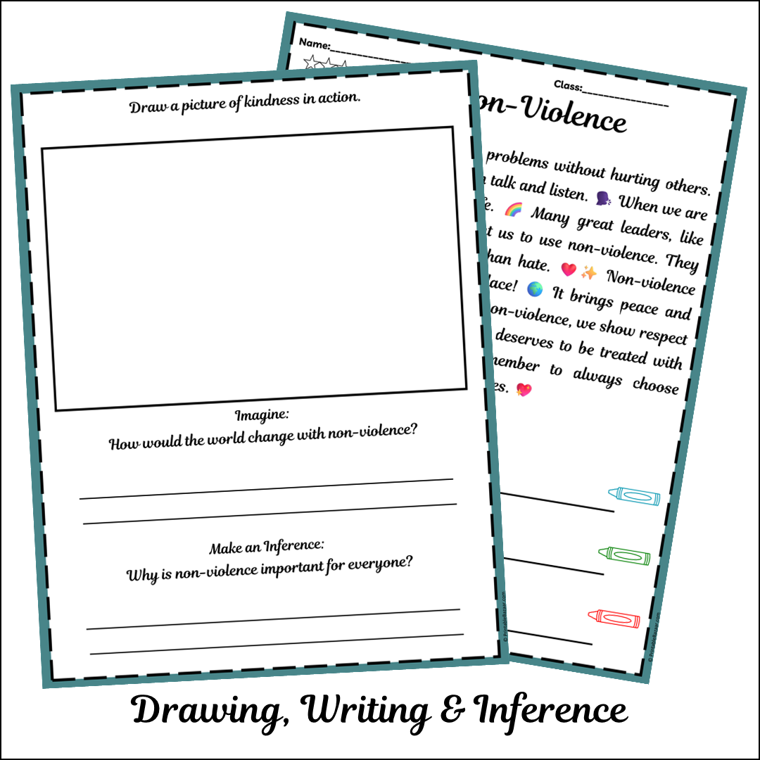 Non-Violence | Short Reading Comprehension Creative Worksheet