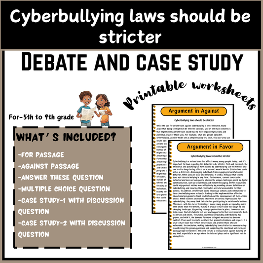 Cyberbullying laws should be stricter | Debate Case Study Worksheet