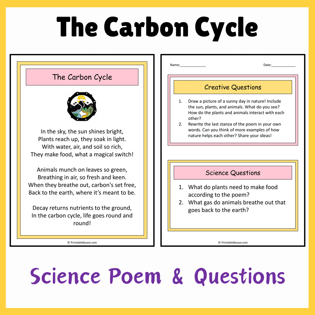 The Carbon Cycle | Science Poem Reading Comprehension Activity