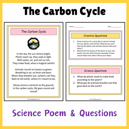 The Carbon Cycle | Science Poem Reading Comprehension Activity