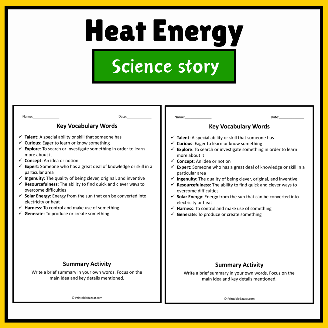 Heat Energy | Science Story Reading Comprehension Activity