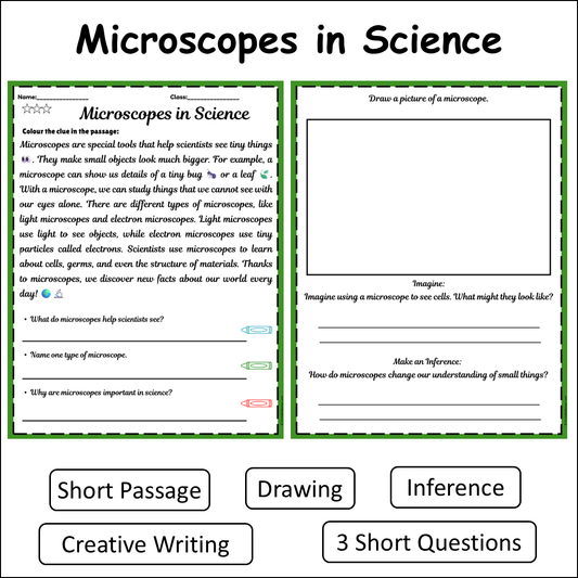 Microscopes in Science | Short Reading Comprehension Creative Worksheet