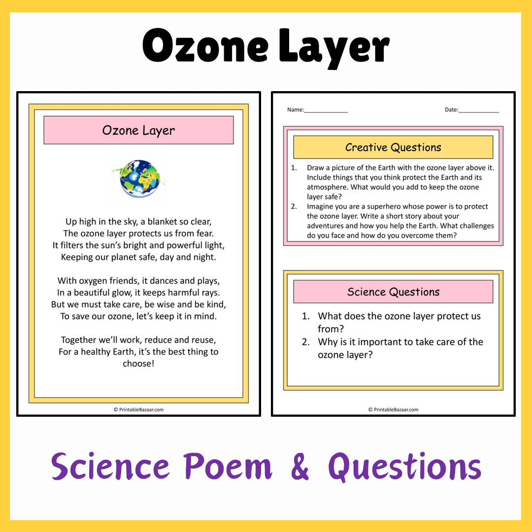 Ozone Layer | Science Poem Reading Comprehension Activity