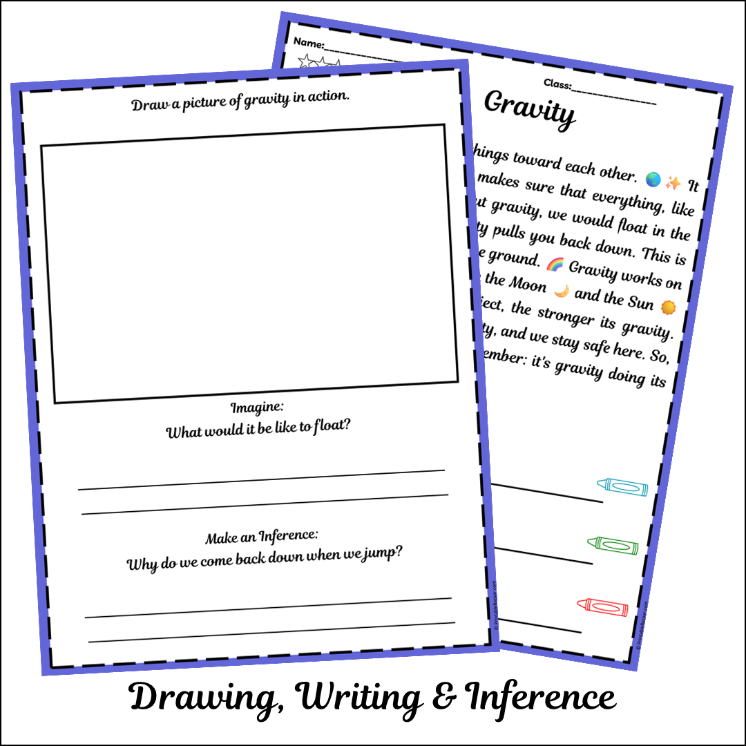 Gravity | Short Reading Comprehension Creative Worksheet