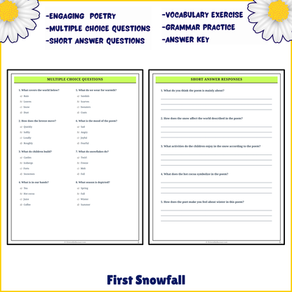 First Snowfall | Poem Grammar Worksheet Printable Activity