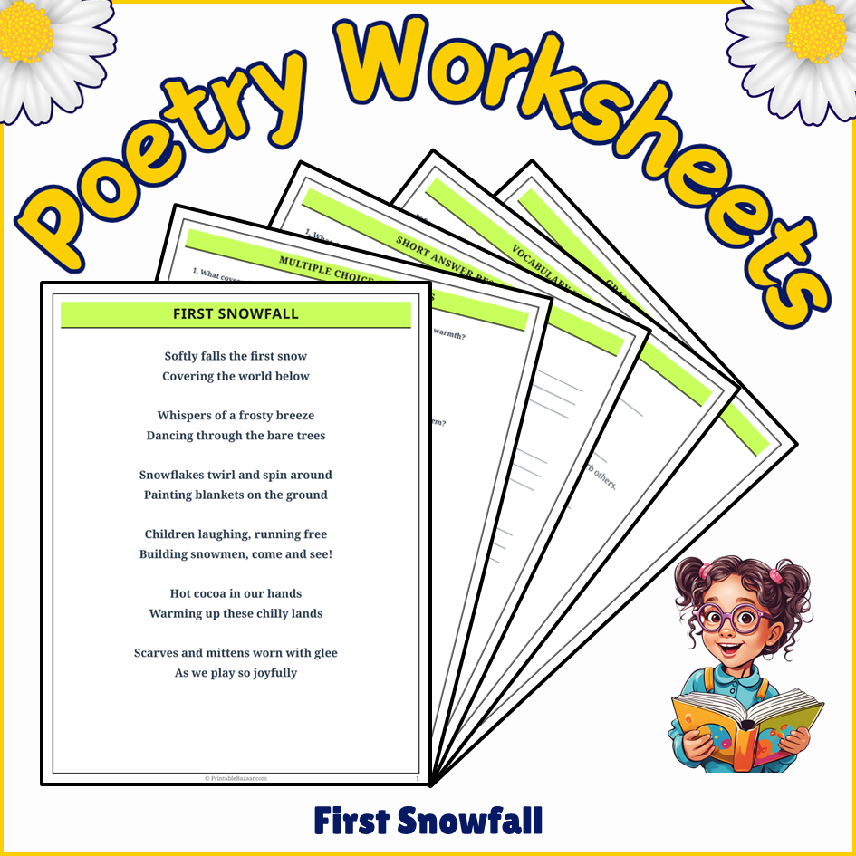 First Snowfall | Poem Grammar Worksheet Printable Activity