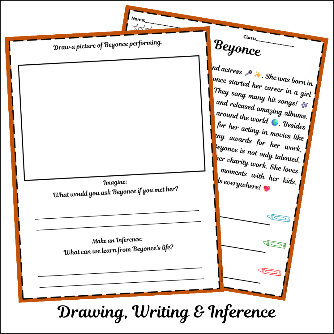 Beyonce | Short Reading Comprehension Creative Worksheet