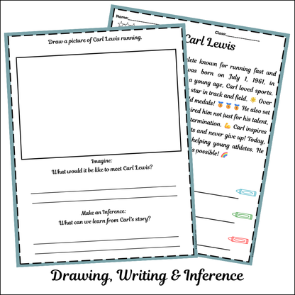 Carl Lewis | Short Reading Comprehension Creative Worksheet