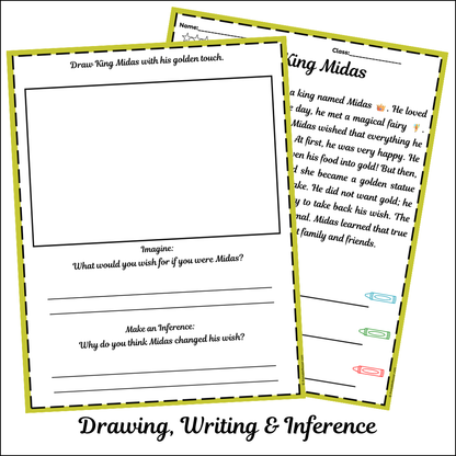 King Midas | Short Reading Comprehension Creative Worksheet