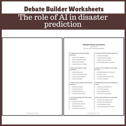 The role of AI in disaster prediction | Favour and Against Worksheet Printable Activity