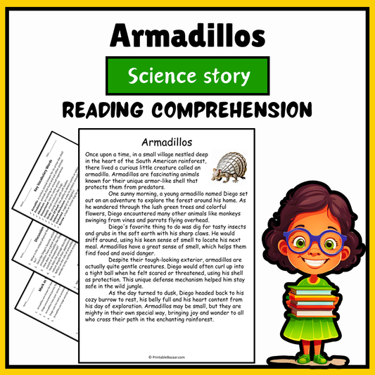Armadillos | Science Story Reading Comprehension Activity