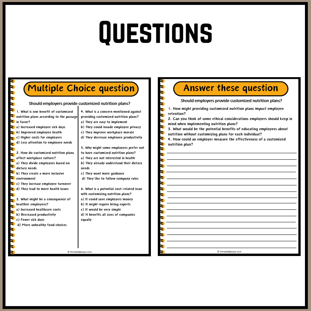 Should employers provide customized nutrition plans? | Debate Case Study Worksheet