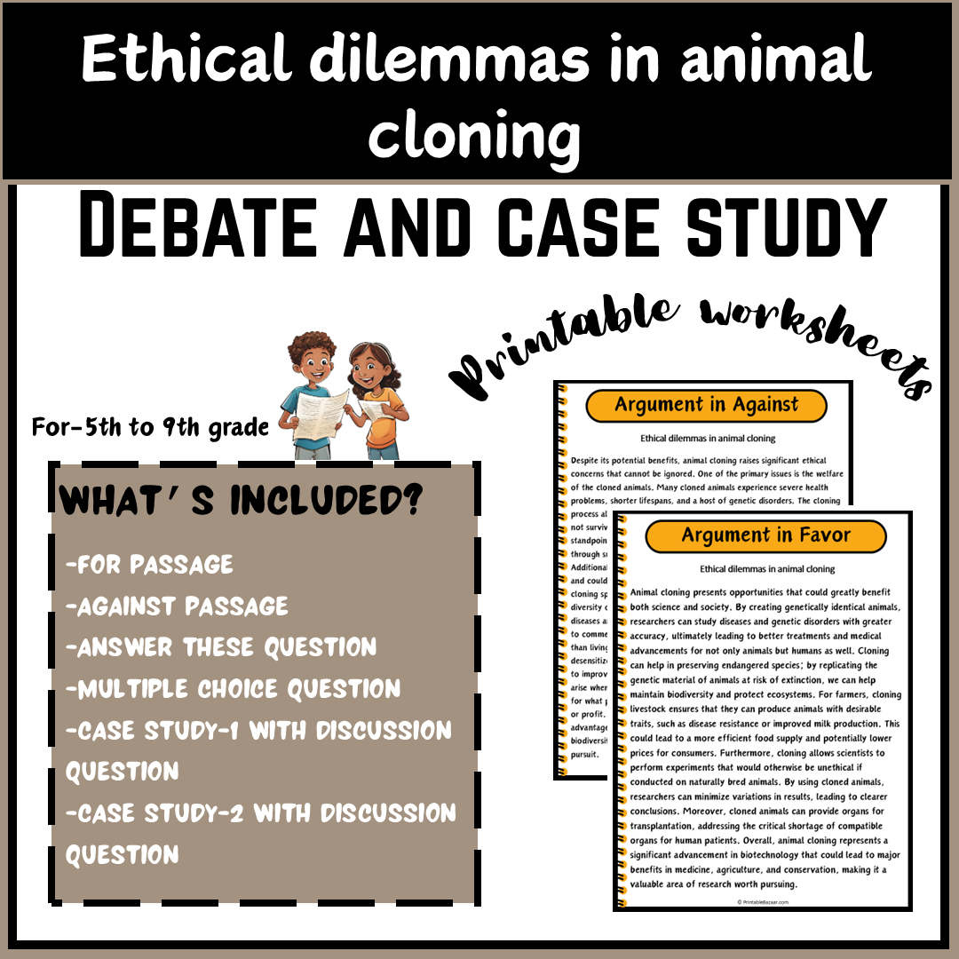 Ethical dilemmas in animal cloning | Debate Case Study Worksheet