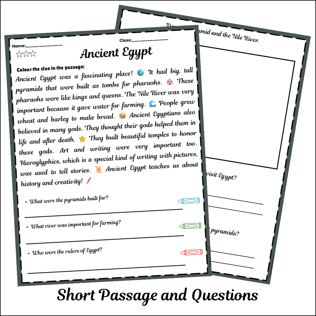 Ancient Egypt | Short Reading Comprehension Creative Worksheet