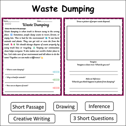 Waste Dumping | Short Reading Comprehension Creative Worksheet