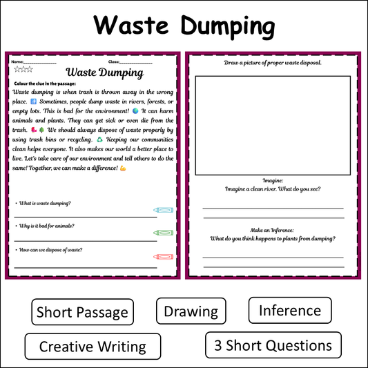 Waste Dumping | Short Reading Comprehension Creative Worksheet