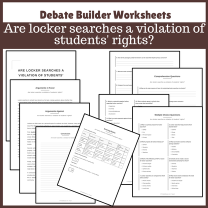 Are locker searches a violation of students' rights? | Favour and Against Worksheet Printable Activity