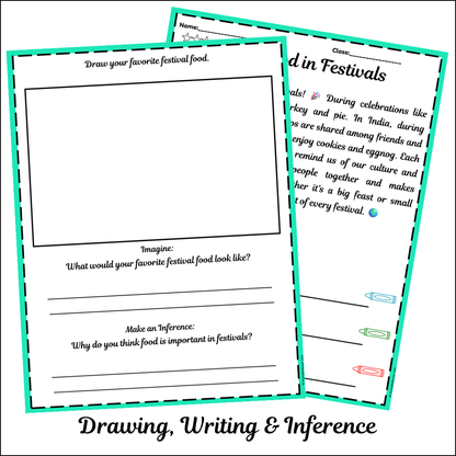 Food in Festivals | Short Reading Comprehension Creative Worksheet