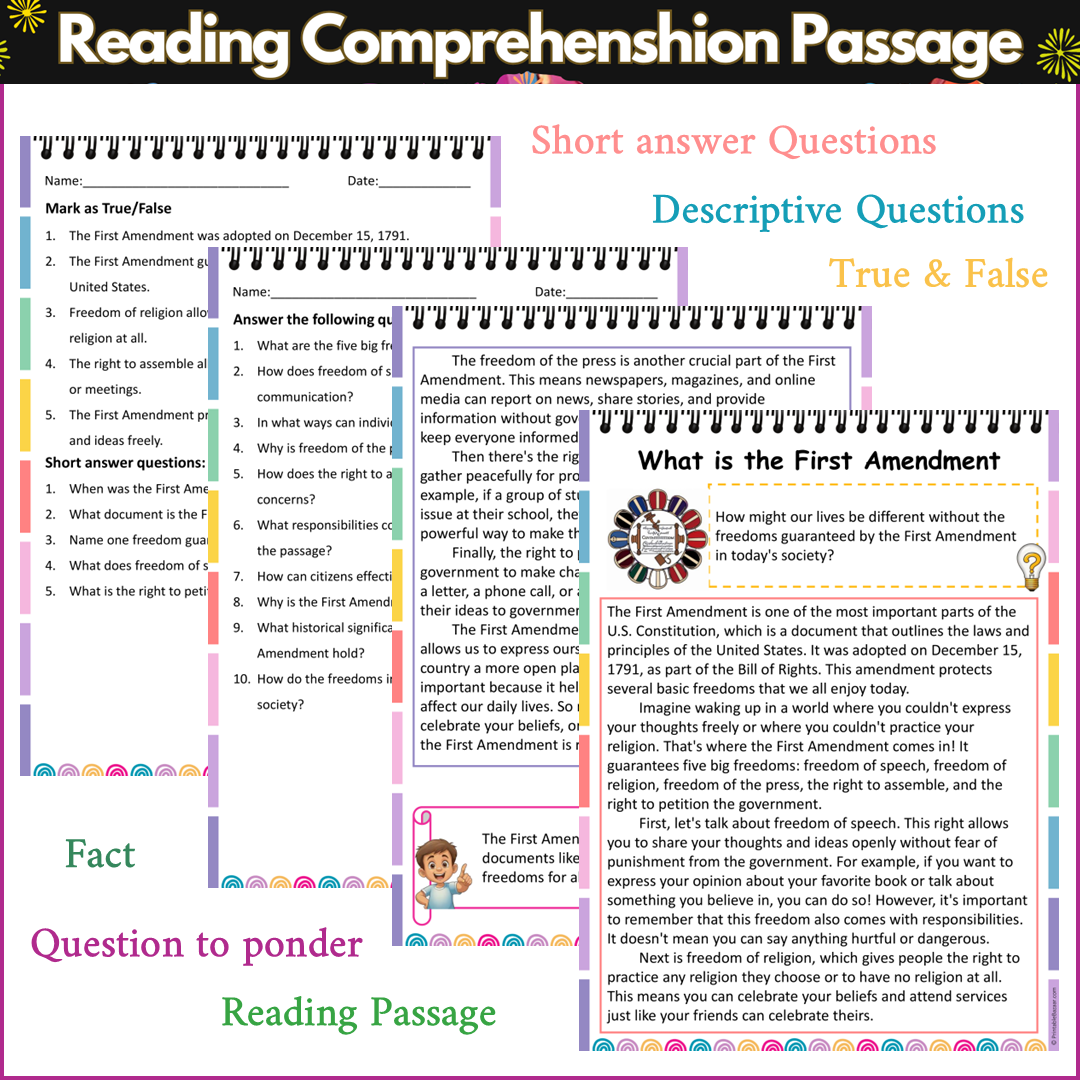 What is the First Amendment | Reading Comprehension Passage and Questions