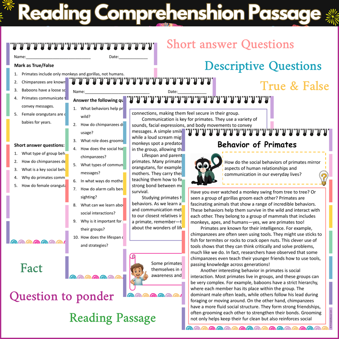 Behavior of Primates | Reading Comprehension Passage and Questions