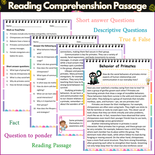 Behavior of Primates | Reading Comprehension Passage and Questions