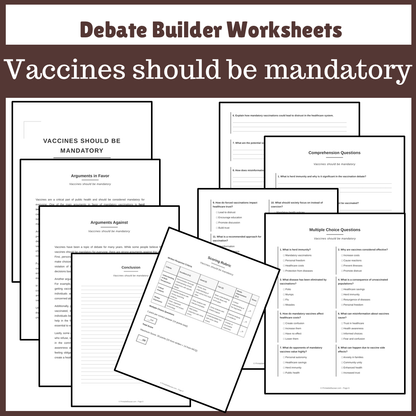 Vaccines should be mandatory | Favour and Against Worksheet Printable Activity