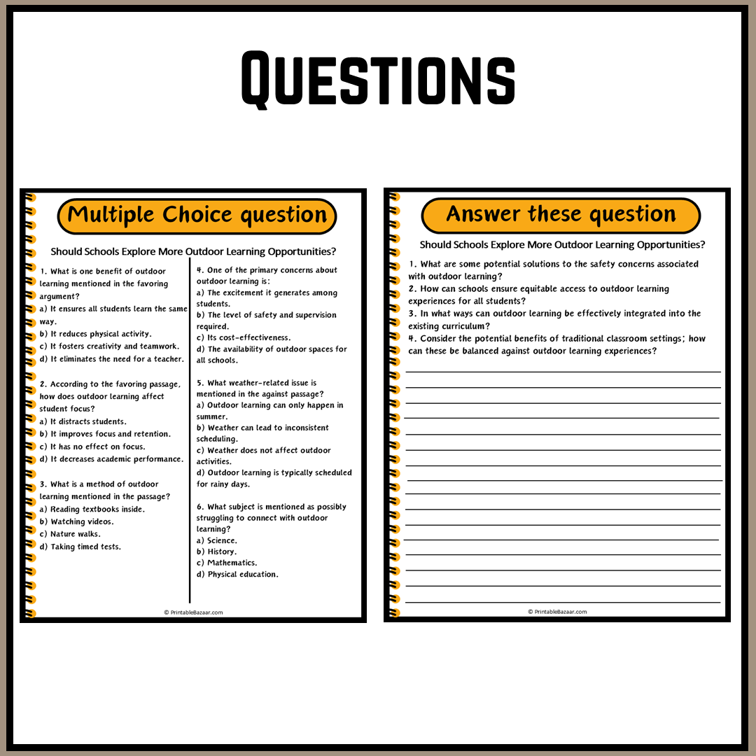 Should Schools Explore More Outdoor Learning Opportunities? | Debate Case Study Worksheet