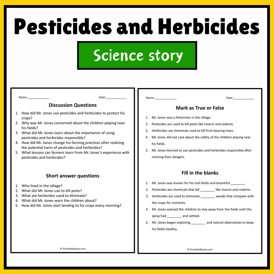 Pesticides and Herbicides | Science Story Reading Comprehension Activity