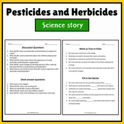 Pesticides and Herbicides | Science Story Reading Comprehension Activity