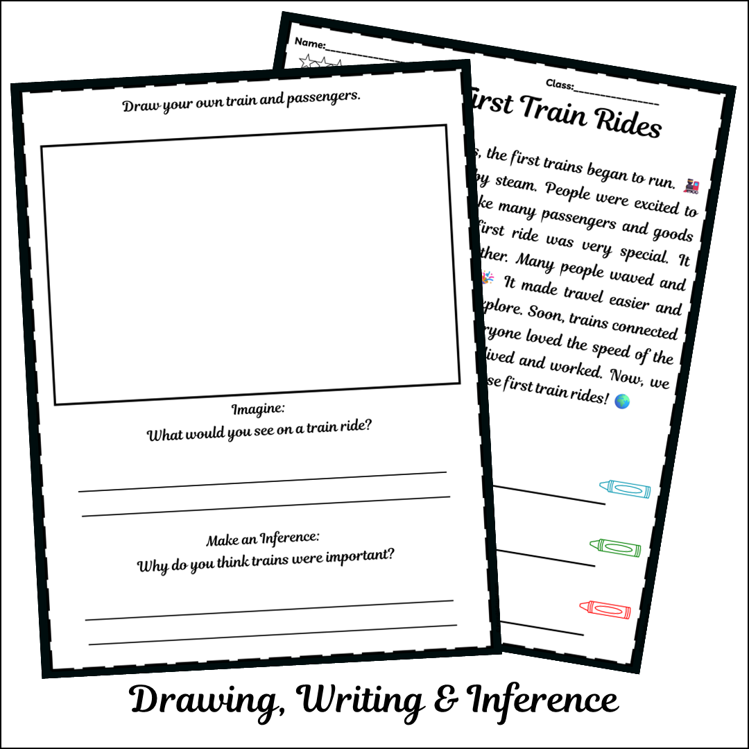 The First Train Rides | Short Reading Comprehension Creative Worksheet