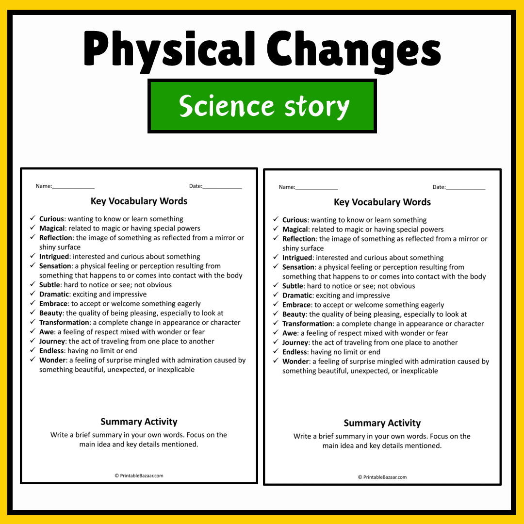 Physical Changes | Science Story Reading Comprehension Activity