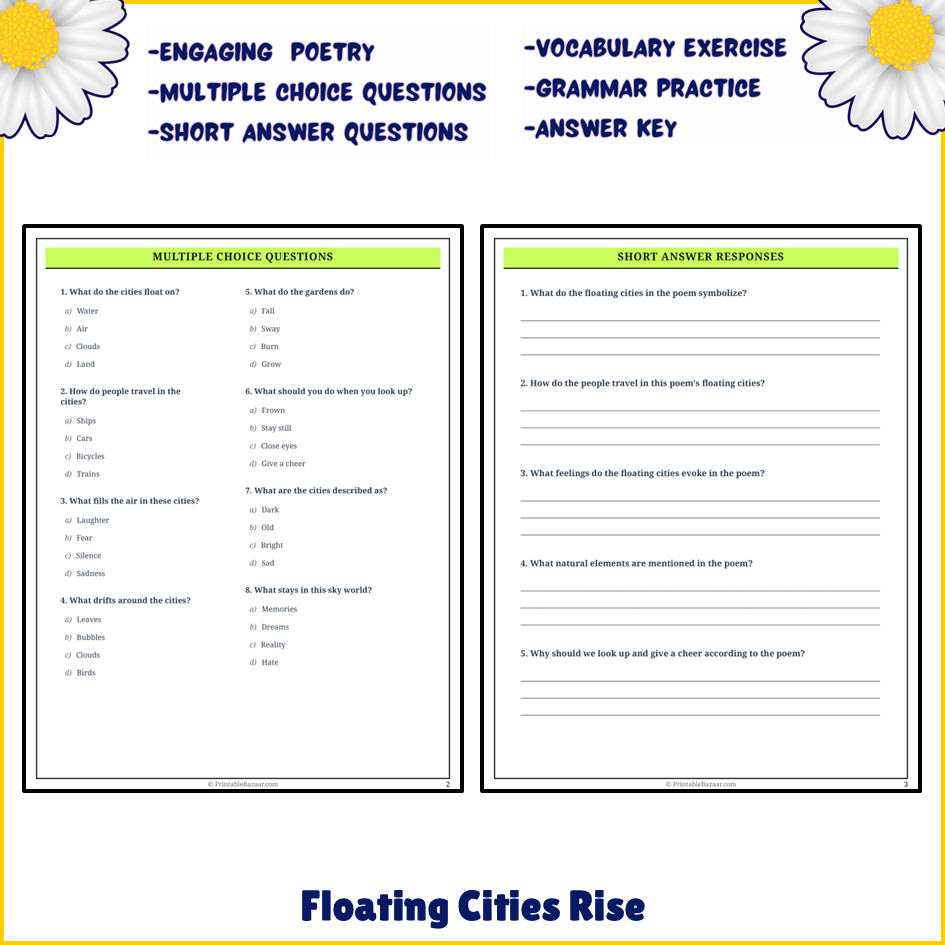 Floating Cities Rise | Poem Grammar Worksheet Printable Activity